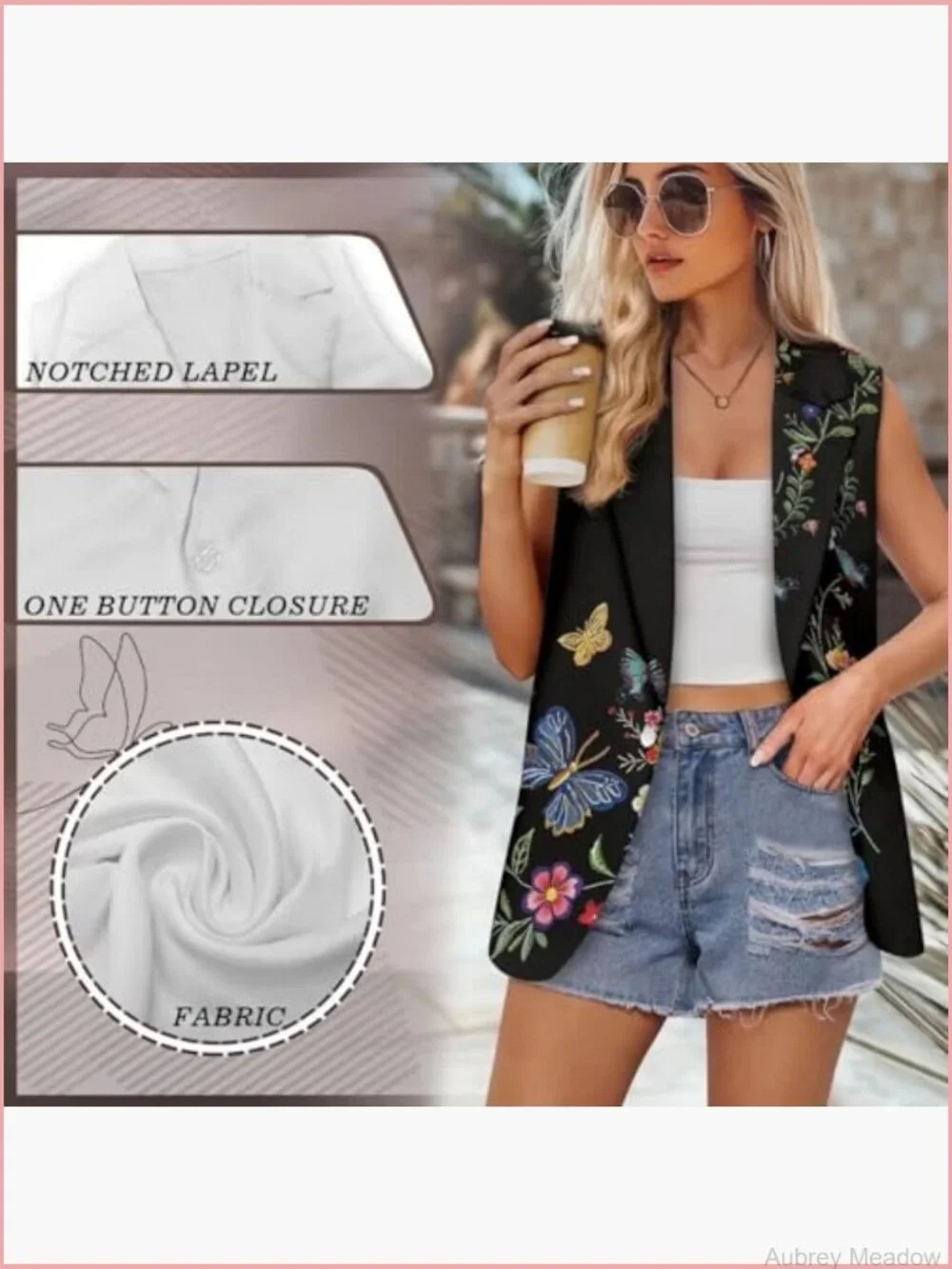 Women's Sleeveless Open Front Blazer Vest Casual Oversize Waistcoat